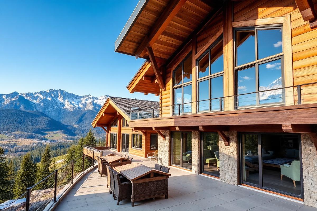 Chalet haut de gamme face aux sommets alpins